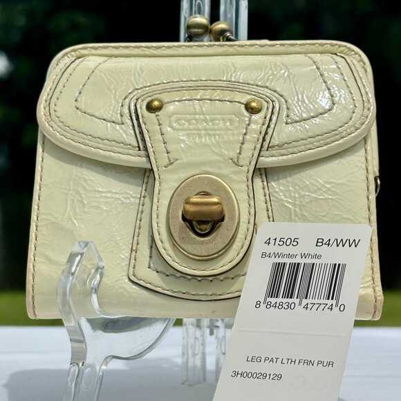 COACH 65th Anniversary Legacy Patent Leather French Frame Wallet White 41505 - Picture 1 of 10